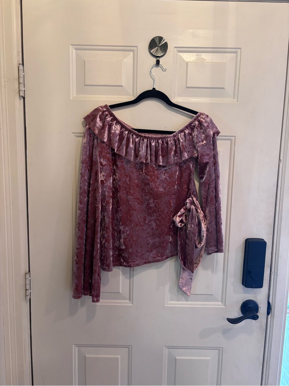 Stylestalker Velvet Off-Shoulder Ruffle Top - Mauve - Picture 2 of 7
